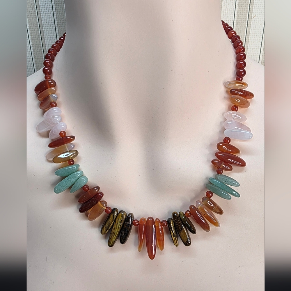 Jay King DTR 925 Multi Stone Carnelian Necklace Sterling Silver
